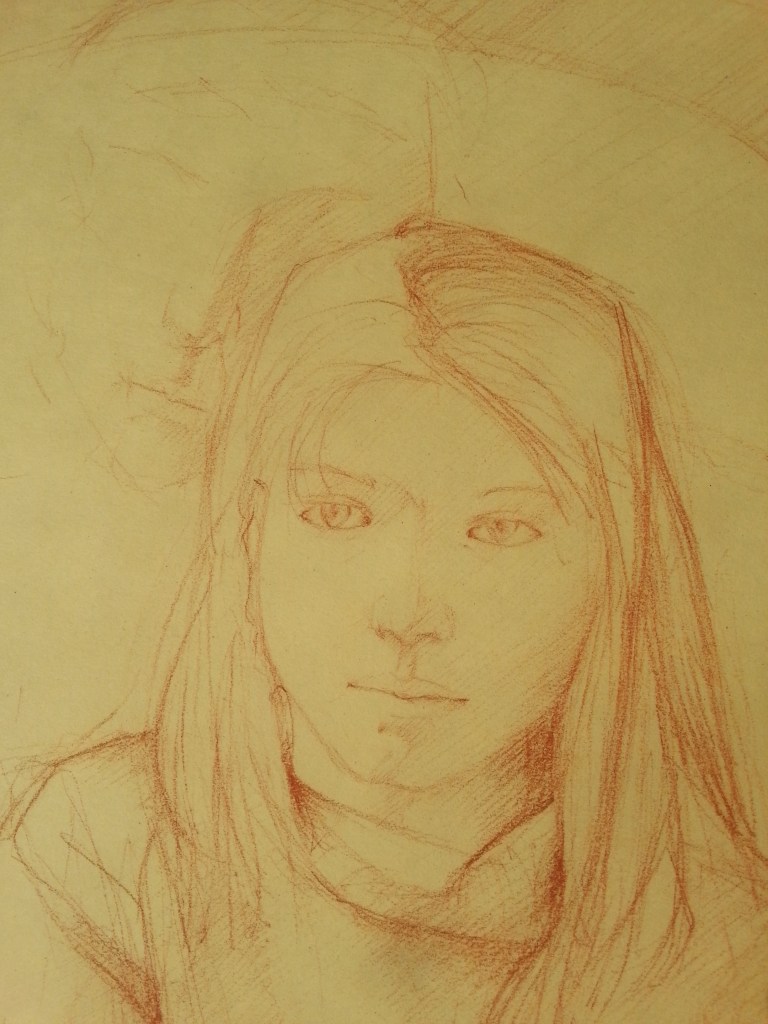 Sanguine pencil on paper