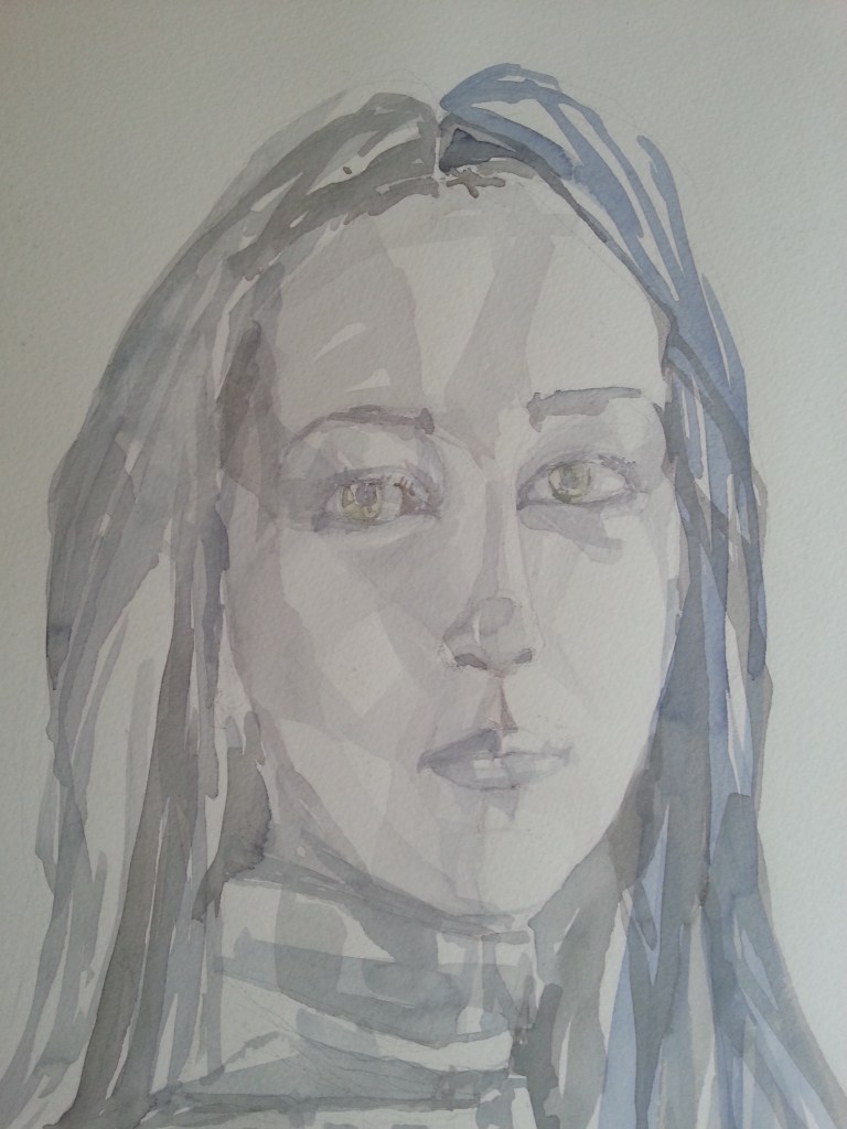 Self portrait, watercolors on paper 50x70cm